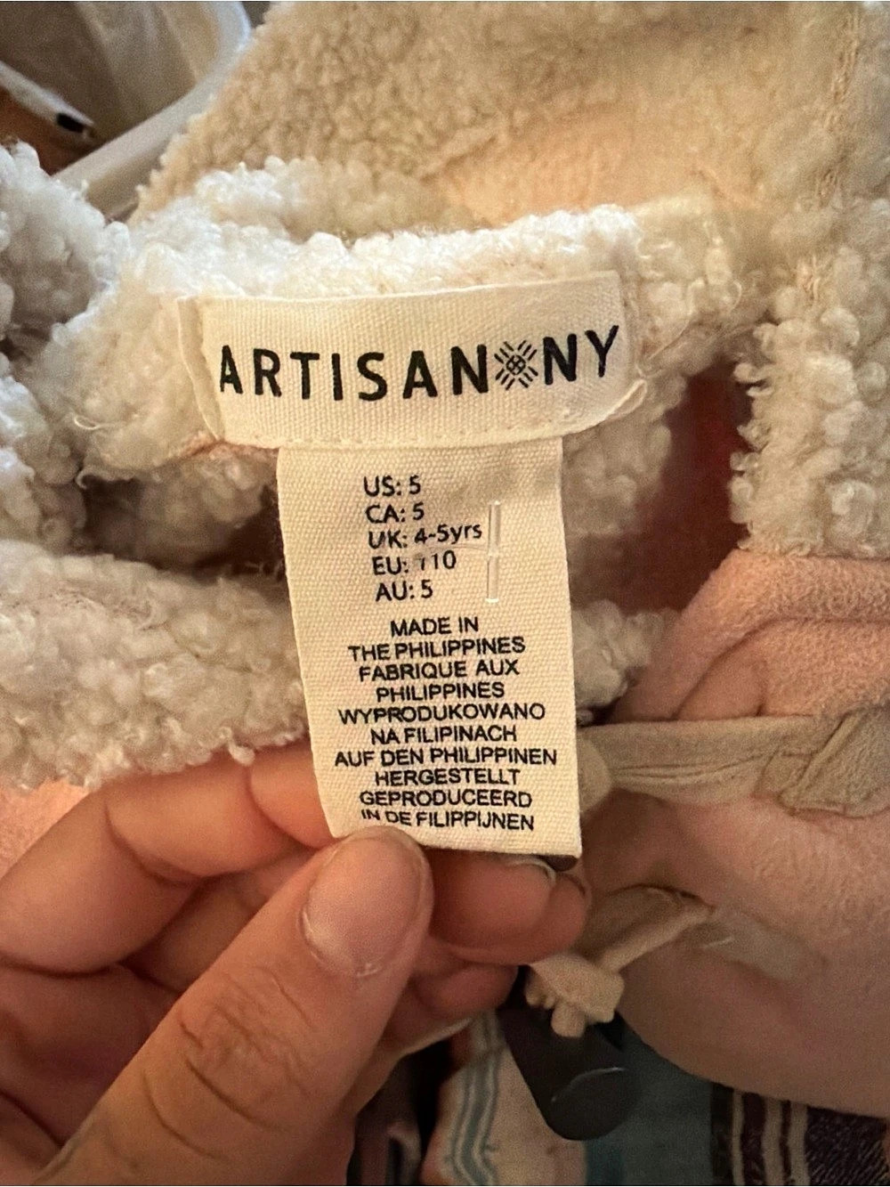 ARTISANY Pink & White Fleece Cape Girls Size 5 New